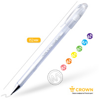 Ручка гелевая Crown Hi-Jell Pastel пастель белая 08мм artmagazik